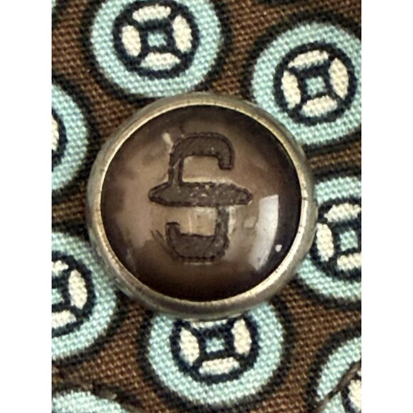 STETSON Pearl Snap Geometric Print Long Sleeve Western Shirt Brown/Teal Sz Large - Picture 8 of 11